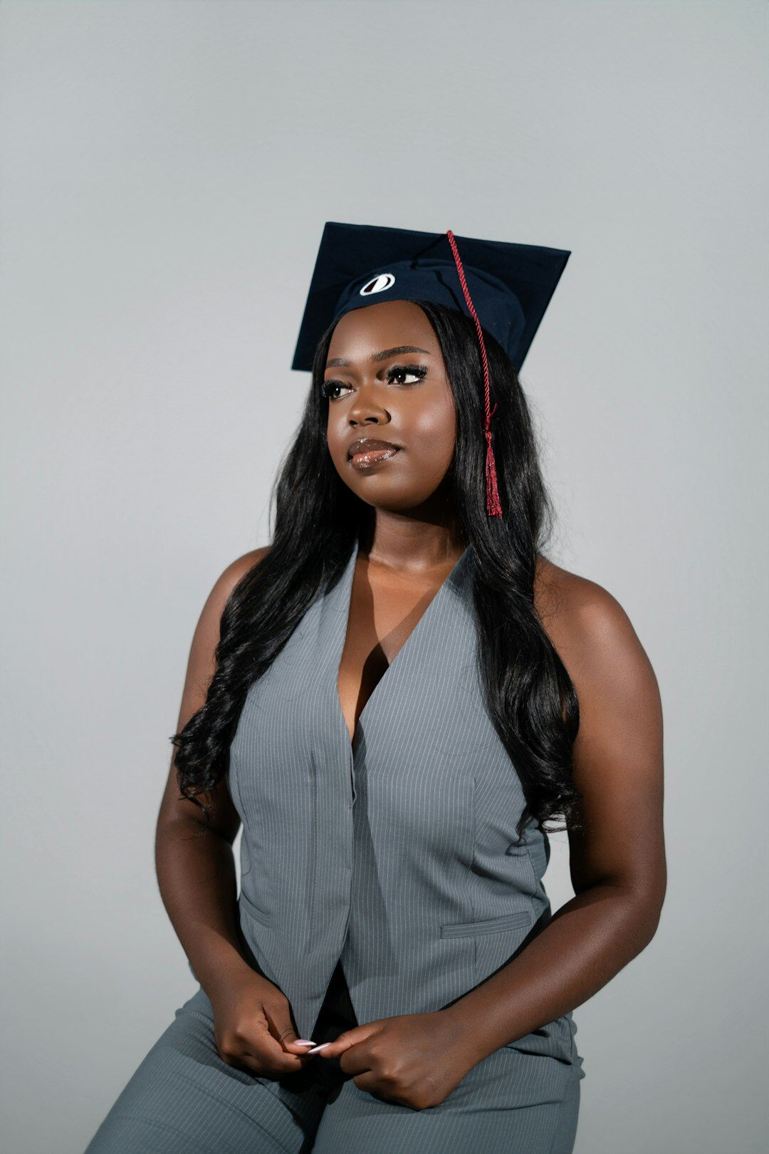 Studio portrait of a professional woman lecturer in formal attire